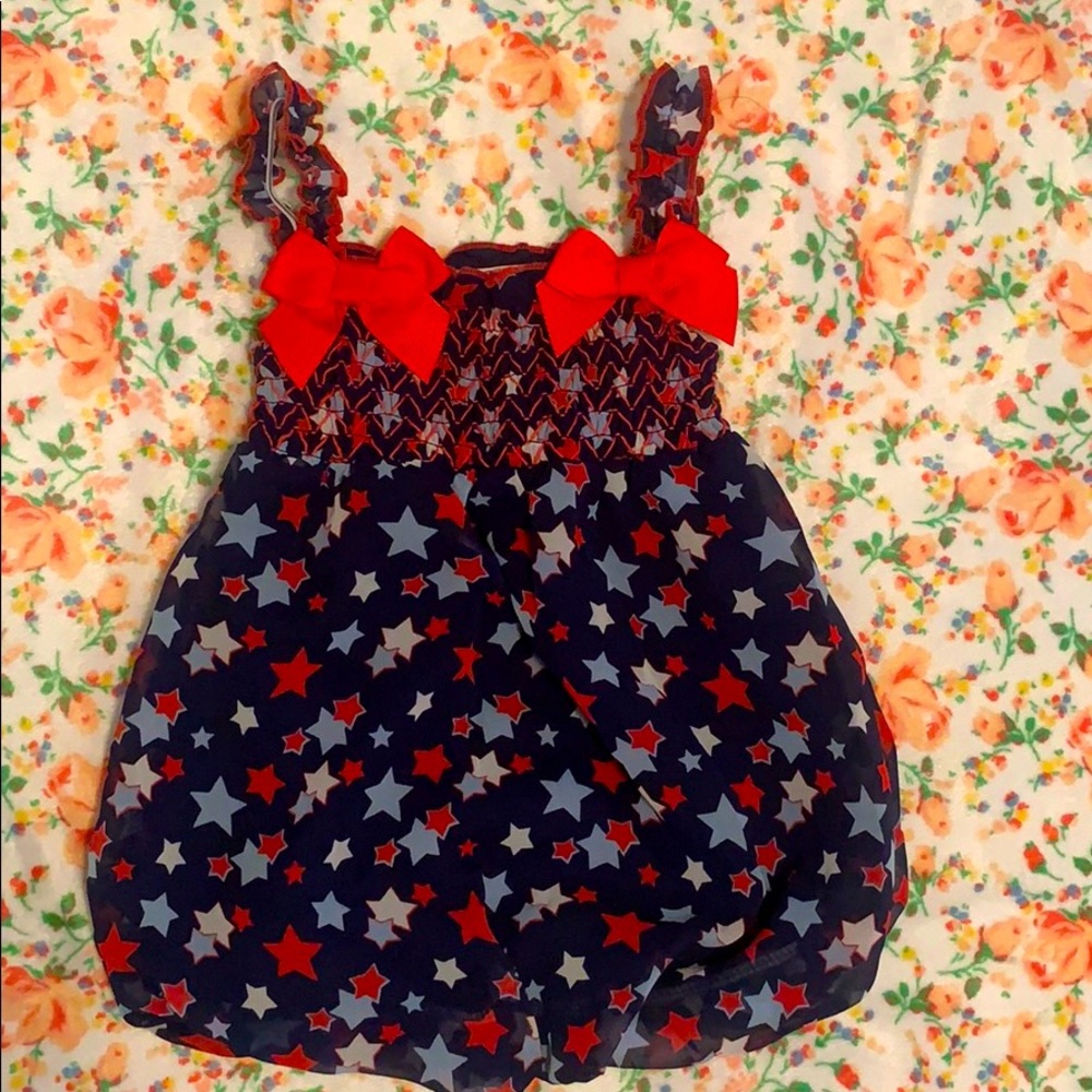 Little Lass Forth of July Bubble Navy Romper